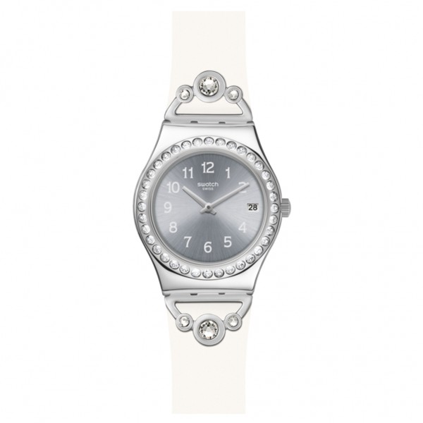 SWATCH Pretty In White YLS463 Crystals White Rubber Strap