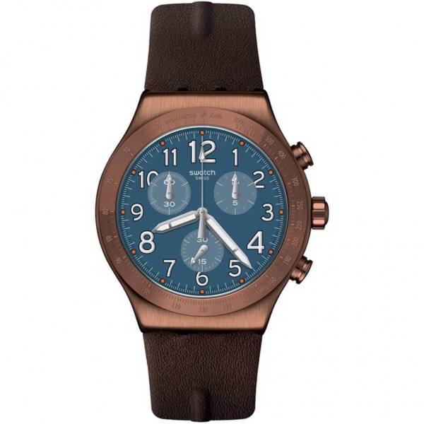 SWATCH Back To Copper YVC100 Chronograph Brown Leather Strap