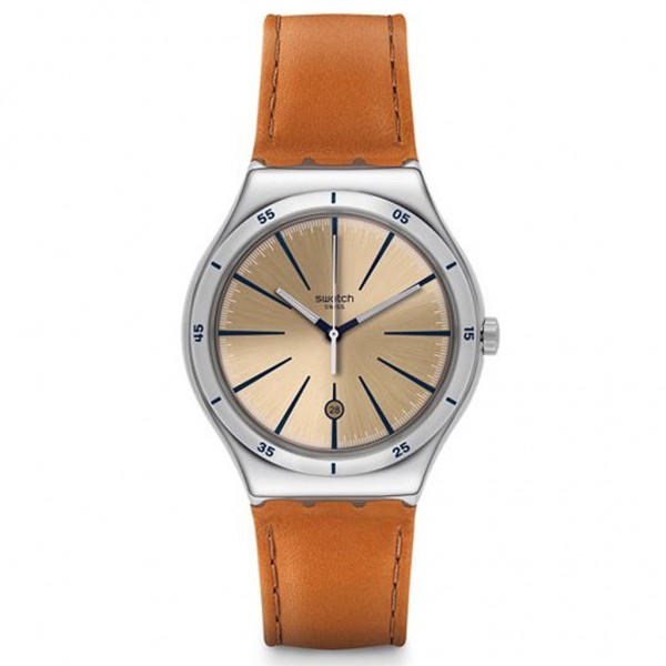 SWATCH Deep Hole YWS408C Brown Leather Strap