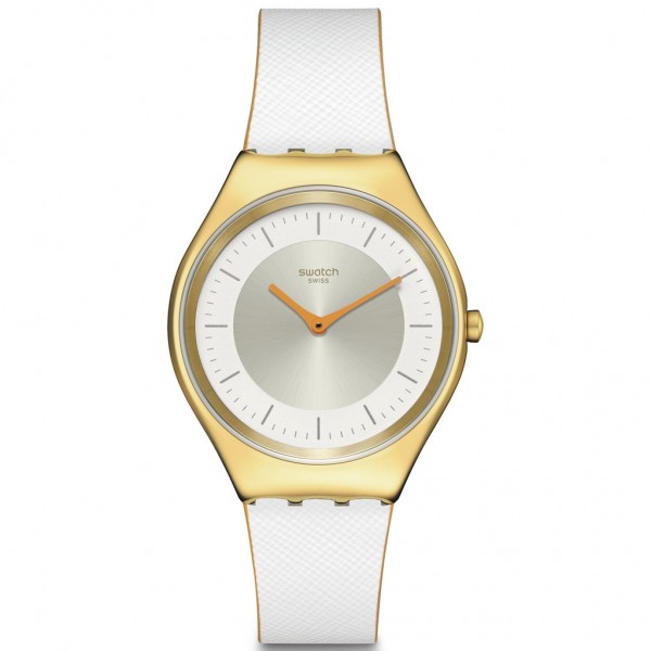 SWATCH Pearl Gleam SYXG128 White Leather Strap