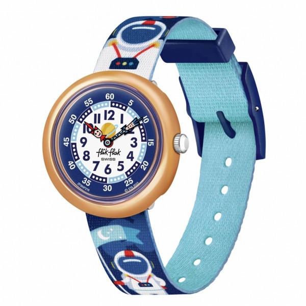 FLIK FLAK Astrodreams ZFBNP216 Bioceramic Case-Blue BioSourced Material Strap