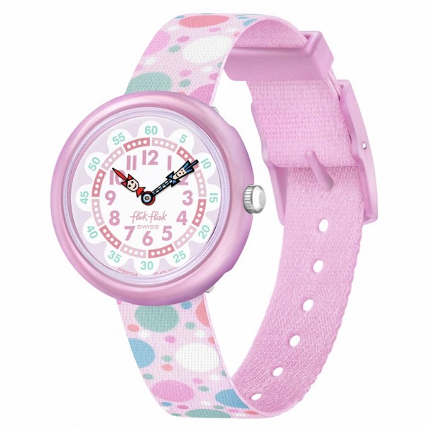 FLIK FLAK Flying Bubbles ZFBNP224 Bioceramic Case-Multicolor BioSourced Material Strap