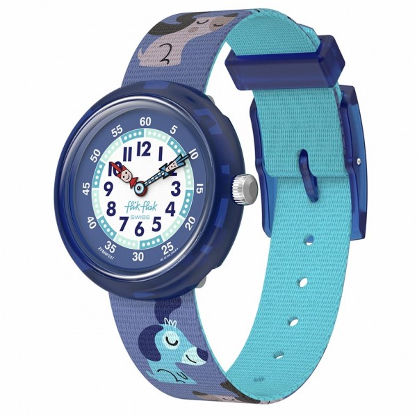 FLIK FLAK Cutie Puppy ZFBNP237 Bioceramic Case-Blue BioSourced Material Strap