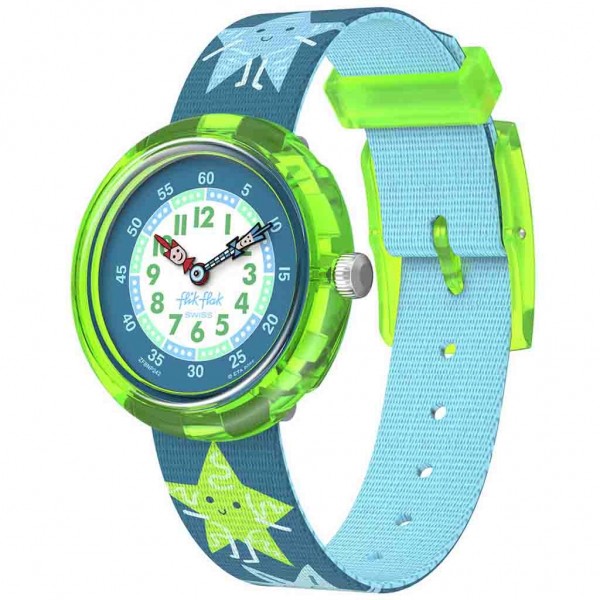 FLIK FLAK Stary Glow ZFBNP242 Bioceramic Case-Blue BioSourced Material Strap