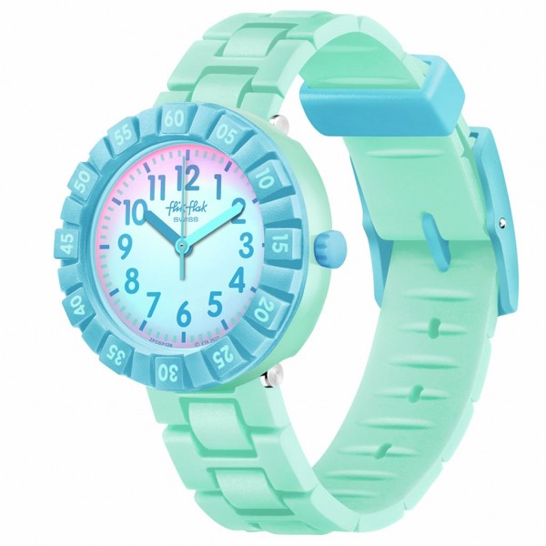 FLIK FLAK Blue Splash ZFCSP126 Blue Silicone Strap