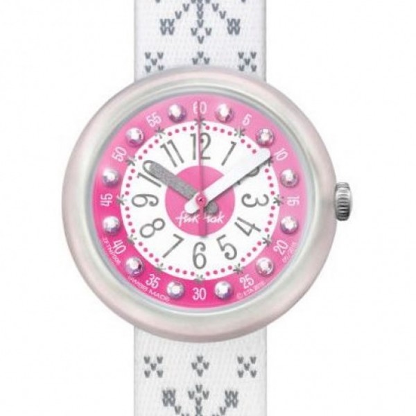 FLIK FLAK Crystal Flake ZFTNP006 White Designed Fabric Strap